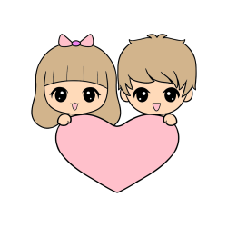 Pobarvana pobarvanka - Pobarvanka fantka in deklice, ki objemata srček