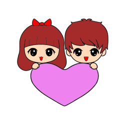 Pobarvana pobarvanka - Pobarvanka fantka in deklice, ki objemata srček