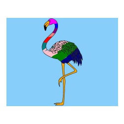 Pobarvana pobarvanka - Pobarvanka flaminga, ki stoji na eni nogi