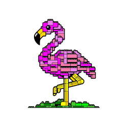 Pobarvana pobarvanka - Pobarvanka flaminga sestavljenega iz LEGO kock