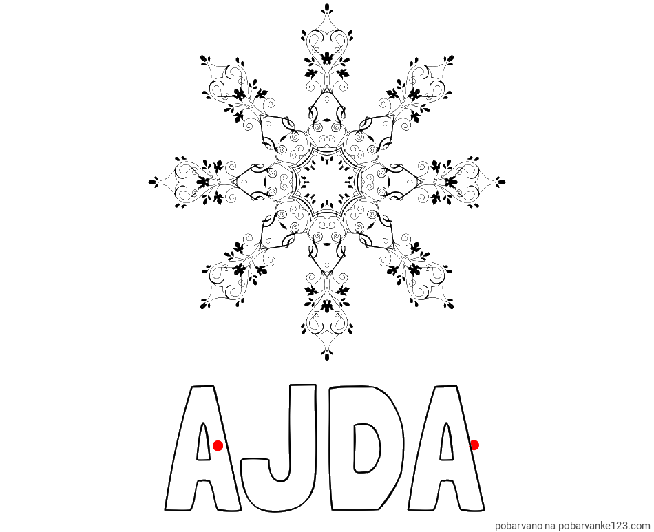 POBARVANA POBARVANKA - Pobarvanka imena AJDA in pobarvanka abstraktne snežinke