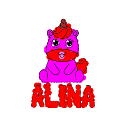 Pobarvana pobarvanka - Pobarvanka imena ALINA in pobarvanka čudovitega samoroga Unicorn