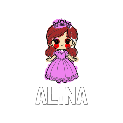 Pobarvana pobarvanka - Pobarvanka imena ALINA in pobarvanka ljubke princeske