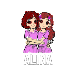 Pobarvana pobarvanka - Pobarvanka imena ALINA in pobarvanka ljubkih prijateljic