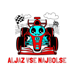 Pobarvana pobarvanka - Pobarvanka imena ALJAŽ VSE NAJBOLŠE in otroška pobarvanka FORMULA 1