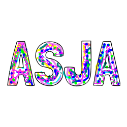 Pobarvana pobarvanka - Pobarvanka imena ASJA