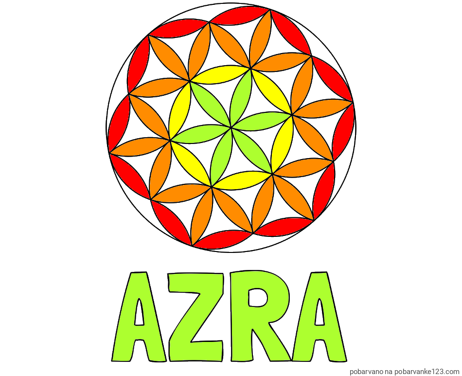POBARVANA POBARVANKA - Pobarvanka imena AZRA in mandale 2