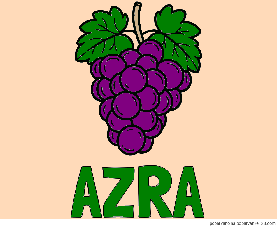 POBARVANA POBARVANKA - Pobarvanka imena AZRA in otroška pobarvanka grozdja