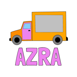 Pobarvana pobarvanka - Pobarvanka imena AZRA in otroška pobarvanka kamiona
