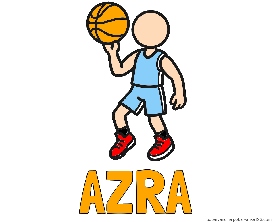 POBARVANA POBARVANKA - Pobarvanka imena AZRA in otroška pobarvanka košarkarja