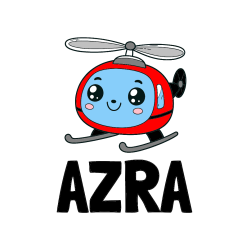 Pobarvana pobarvanka - Pobarvanka imena AZRA in otroška pobarvanka ljubkega helikopterja