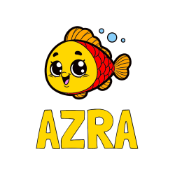 Pobarvana pobarvanka - Pobarvanka imena AZRA in otroška pobarvanka nasmejane ribe