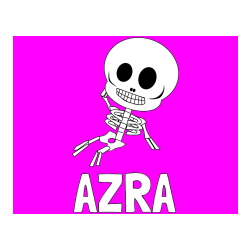 Pobarvana pobarvanka - Pobarvanka imena AZRA in otroška pobarvanka okostnjaka