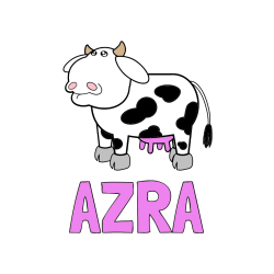POBARVANA POBARVANKA - Pobarvanka imena AZRA in otroška pobarvanka smešne krave