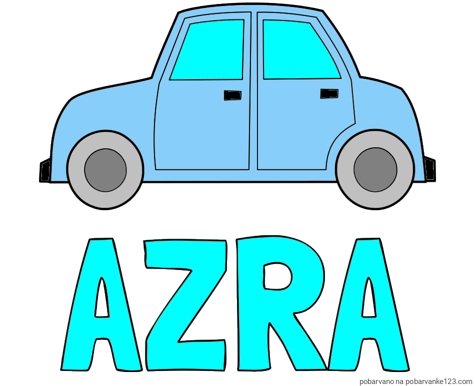 POBARVANA POBARVANKA - Pobarvanka imena AZRA in pobarvanka avta