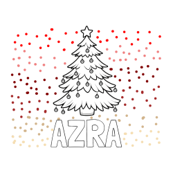 Pobarvana pobarvanka - Pobarvanka imena AZRA in pobarvanka božične jelke z božično zvezdico in bunkicami