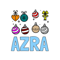 Pobarvana pobarvanka - Pobarvanka imena AZRA in pobarvanka božičnih okraskov za na smrečico