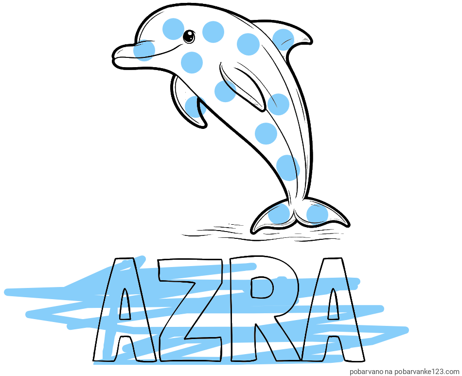 POBARVANA POBARVANKA - Pobarvanka imena AZRA in pobarvanka delfina