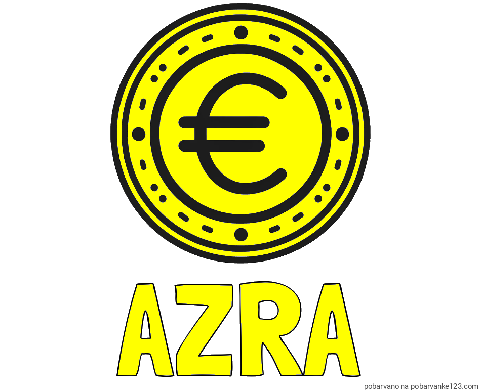 POBARVANA POBARVANKA - Pobarvanka imena AZRA in pobarvanka evrskega kovanca