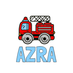 Pobarvana pobarvanka - Pobarvanka imena AZRA in pobarvanka gasilski avto