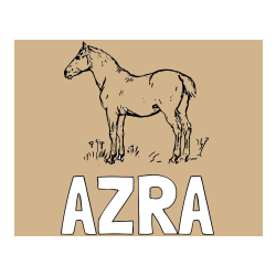 Pobarvana pobarvanka - Pobarvanka imena AZRA in pobarvanka konja na travi