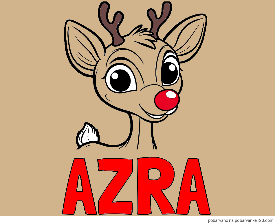 POBARVANA POBARVANKA - Pobarvanka imena AZRA in pobarvanka ljubkega jelenčka Rudolfa