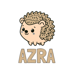 Pobarvana pobarvanka - Pobarvanka imena AZRA in pobarvanka ljubkega ježka
