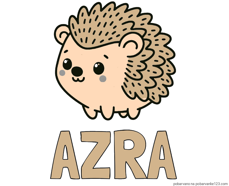 POBARVANA POBARVANKA - Pobarvanka imena AZRA in pobarvanka ljubkega ježka