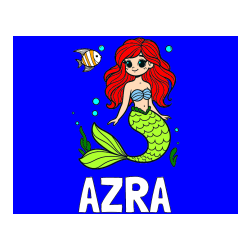 Pobarvana pobarvanka - Pobarvanka imena AZRA in pobarvanka male morske deklice in ribice