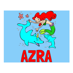 Pobarvana pobarvanka - Pobarvanka imena AZRA in pobarvanka male morske deklice pri igri s prijatelji