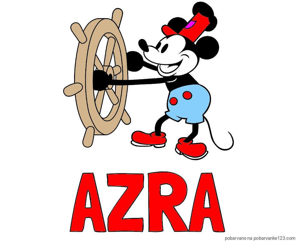 POBARVANA POBARVANKA - Pobarvanka imena AZRA in pobarvanka Miki Miške (Mickey Mouse)