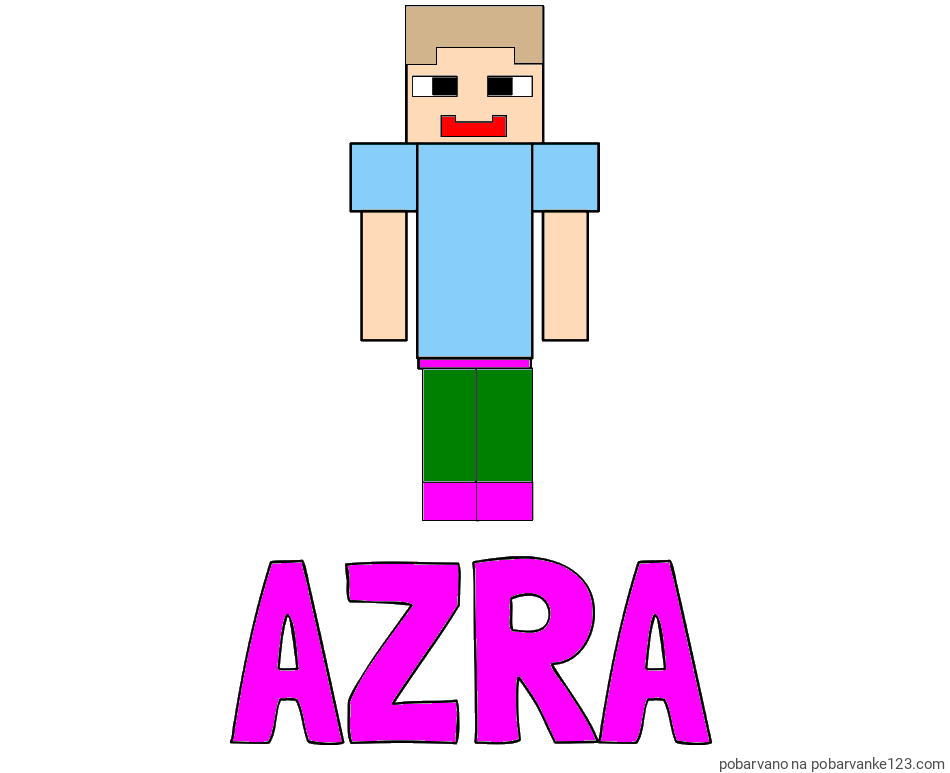 POBARVANA POBARVANKA - Pobarvanka imena AZRA in pobarvanka Minecraft glavnega junaka