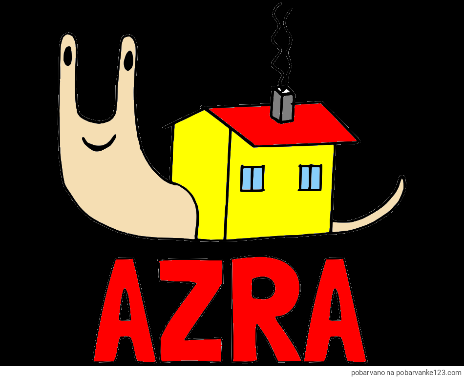 POBARVANA POBARVANKA - Pobarvanka imena AZRA in pobarvanka polžka s hiško