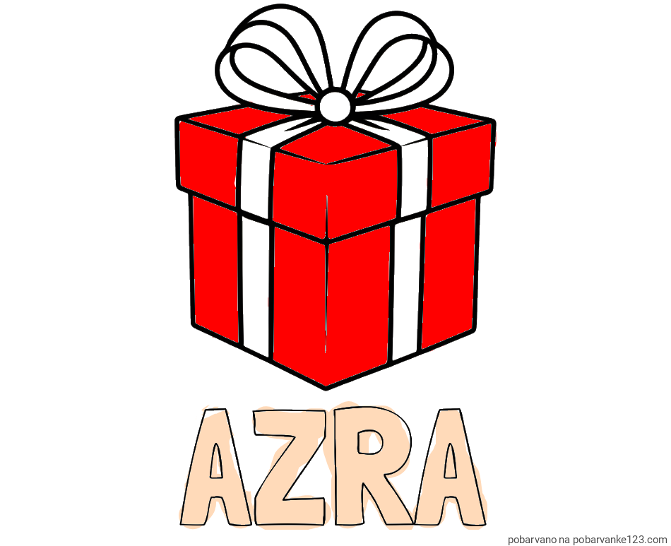POBARVANA POBARVANKA - Pobarvanka imena AZRA in pobarvanka preprostega darila