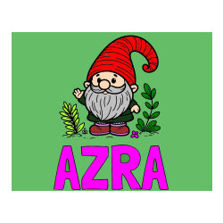 Pobarvana pobarvanka - Pobarvanka imena AZRA in pobarvanka prijaznega škrata oz. palčka