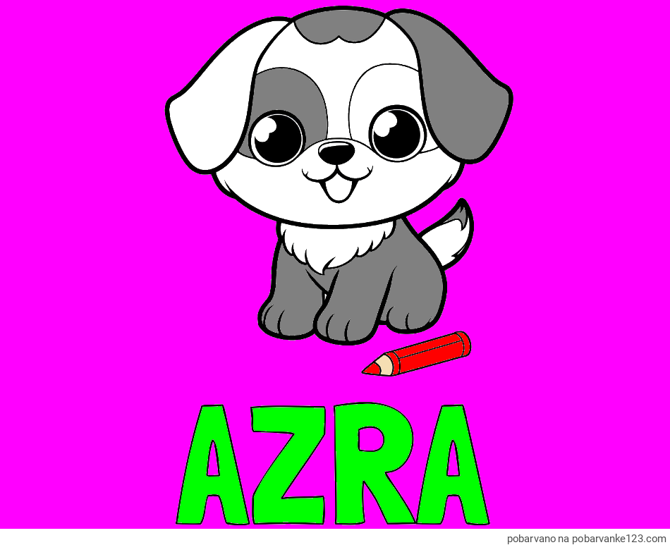 POBARVANA POBARVANKA - Pobarvanka imena AZRA in pobarvanka prikupnega kužka