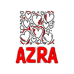 Pobarvana pobarvanka - Pobarvanka imena AZRA in pobarvanka s srčki