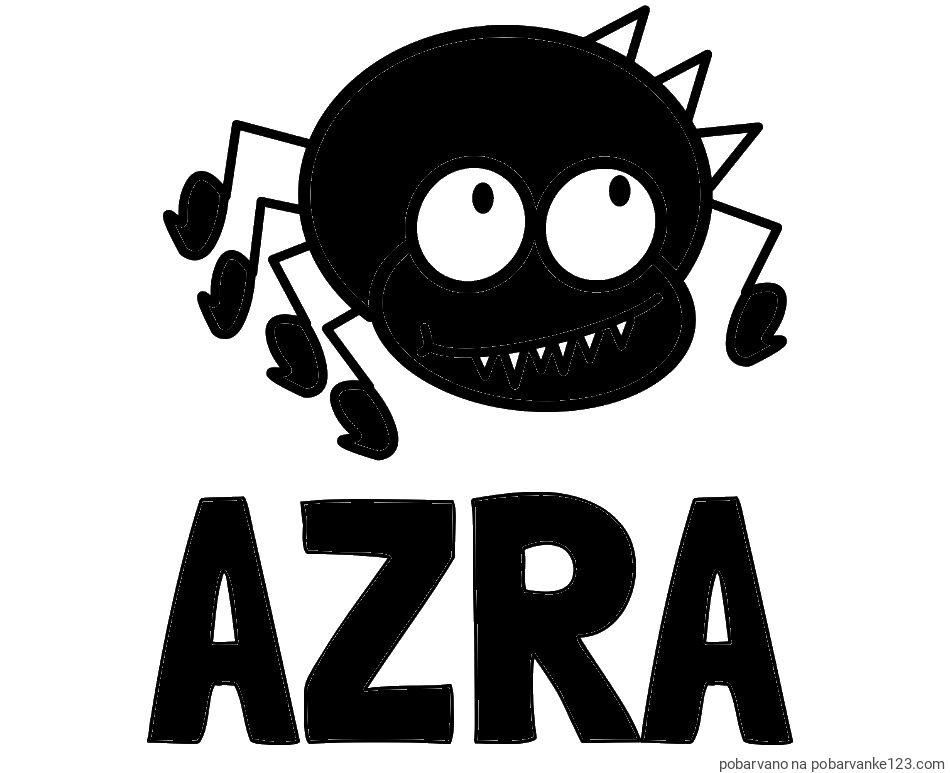 POBARVANA POBARVANKA - Pobarvanka imena AZRA in pobarvanka smešnega pajka