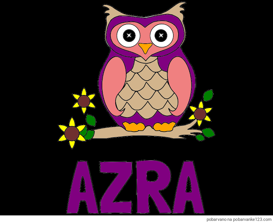 POBARVANA POBARVANKA - Pobarvanka imena AZRA in pobarvanka sove
