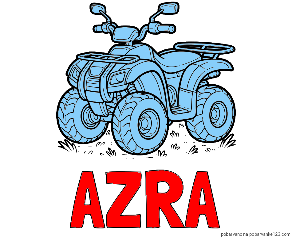 POBARVANA POBARVANKA - Pobarvanka imena AZRA in pobarvanka velikega štirikolesnika