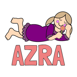 Pobarvana pobarvanka - Pobarvanka imena AZRA in pobarvanka vesele punčke