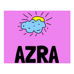 Pobarvana pobarvanka - Pobarvanka imena AZRA in sonce in oblak
