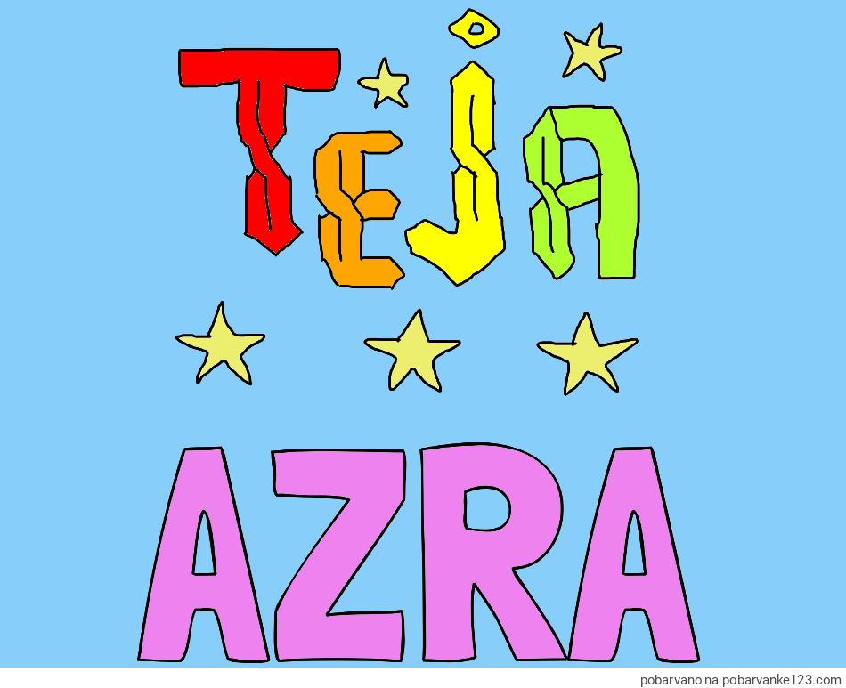 POBARVANA POBARVANKA - Pobarvanka imena AZRA in teja*