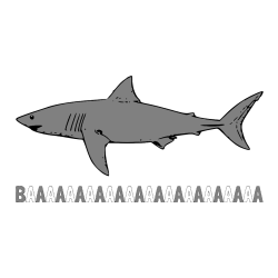 Pobarvana pobarvanka - Pobarvanka imena BAAAAAAAAAA in pobarvanka morskega psa