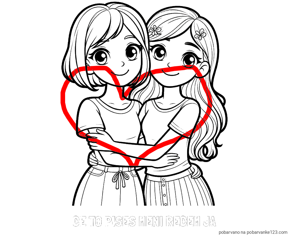 POBARVANA POBARVANKA - Pobarvanka imena CE TO PISES MENI RECEM JA in pobarvanka ljubkih prijateljic