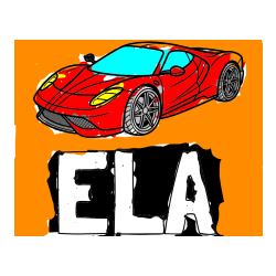 Pobarvana pobarvanka - Pobarvanka imena ELA in pobarvanka dirkalnega avtomobila