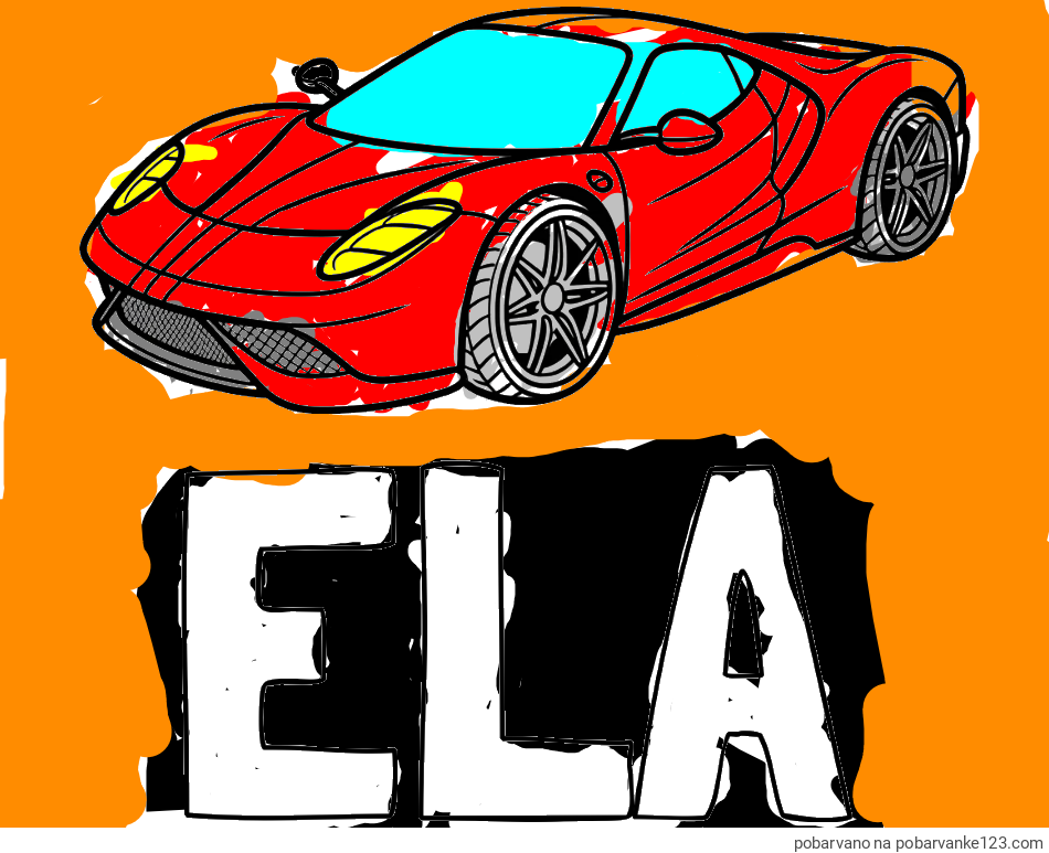 POBARVANA POBARVANKA - Pobarvanka imena ELA in pobarvanka dirkalnega avtomobila