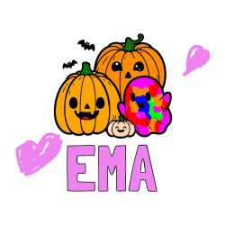 Pobarvana pobarvanka - Pobarvanka imena EMA in pobarvanka duhca in buč za noč čarovnic