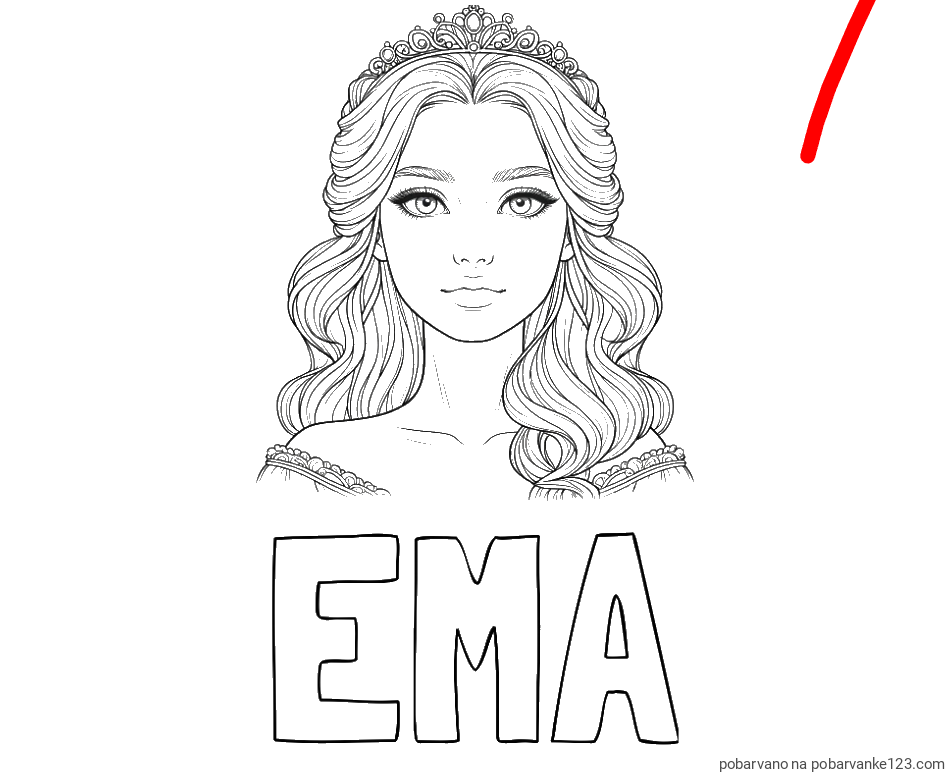 POBARVANA POBARVANKA - Pobarvanka imena EMA in princeske