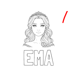 Pobarvana pobarvanka - Pobarvanka imena EMA in princeske